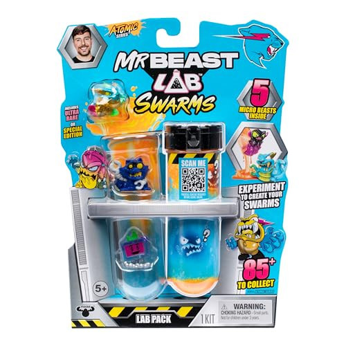 MrBeast Lab Swarms Series 2 Atomic Lab 5 Pack – Collectible Micro Beasts, Add Water & Shake Test Tube to Reveal 2 of 5 Surprise 1" Figures, 85 to Collect, Mystery Teams, Fun Unboxing Toy for Kids 5+ | Amazon (US)