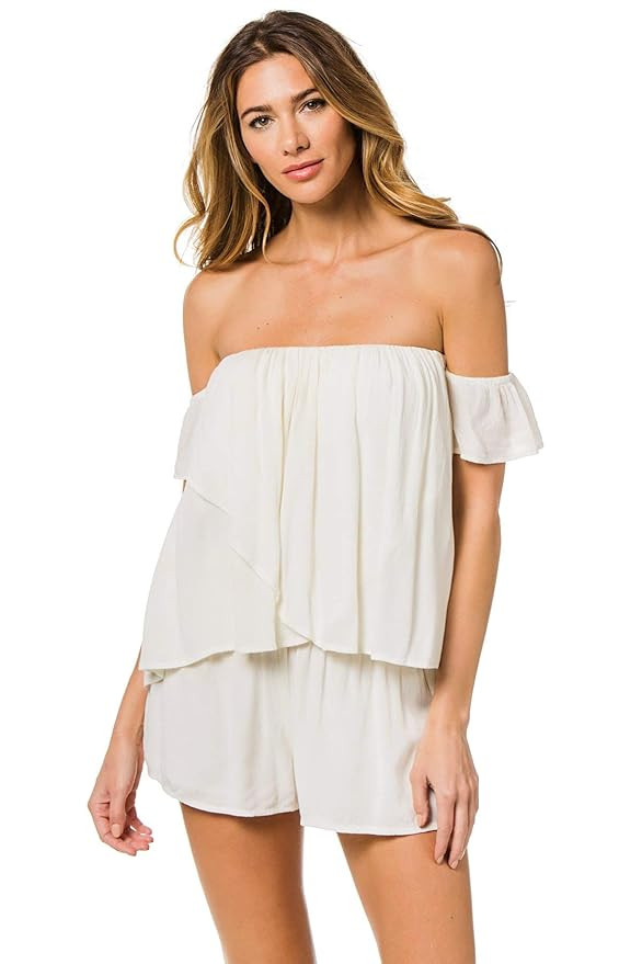 O'Neill Women's Off Shoulder Ruffle Romper | Amazon (US)