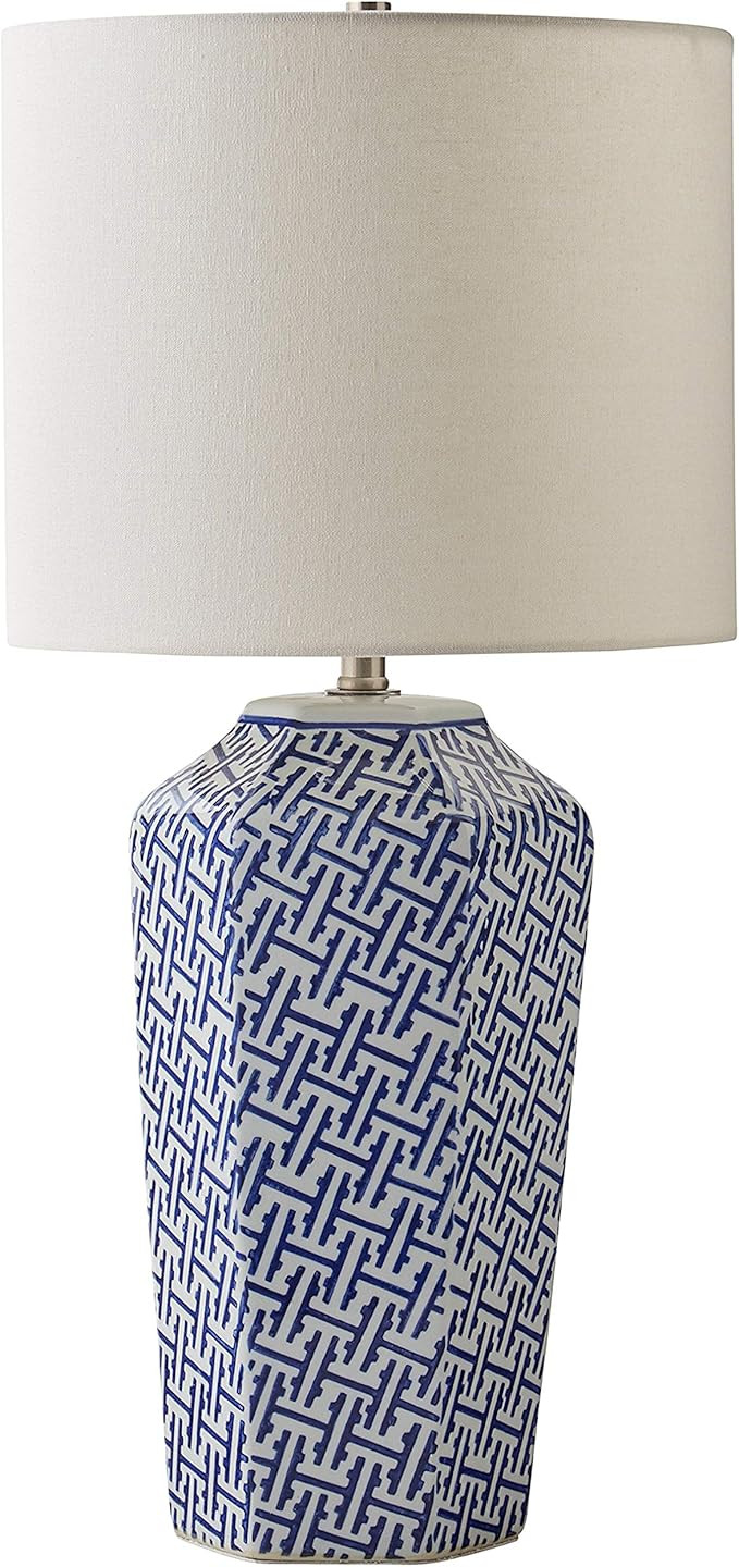 Amazon Brand – Stone & Beam Geo Pattern Ceramic Nightstand Table Lamp With LED Light Bulb - 12 ... | Amazon (US)