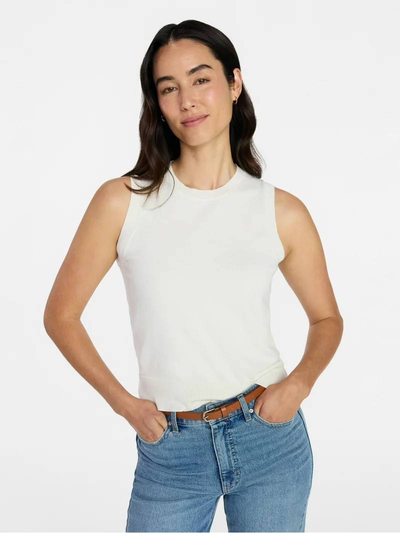 Time and Tru Women's Fine Gauge Sleeveless Sweater Shell, Lightweight, Sizes XS-XXXL | Walmart (US)
