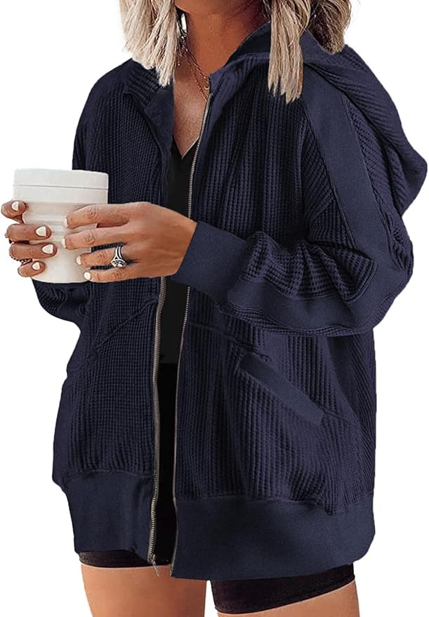 Eytino Womens Plus Size Long Sleeve Zip Up Oversized Casual Hoodies Sweatshirt Jackets with Pocke... | Amazon (US)