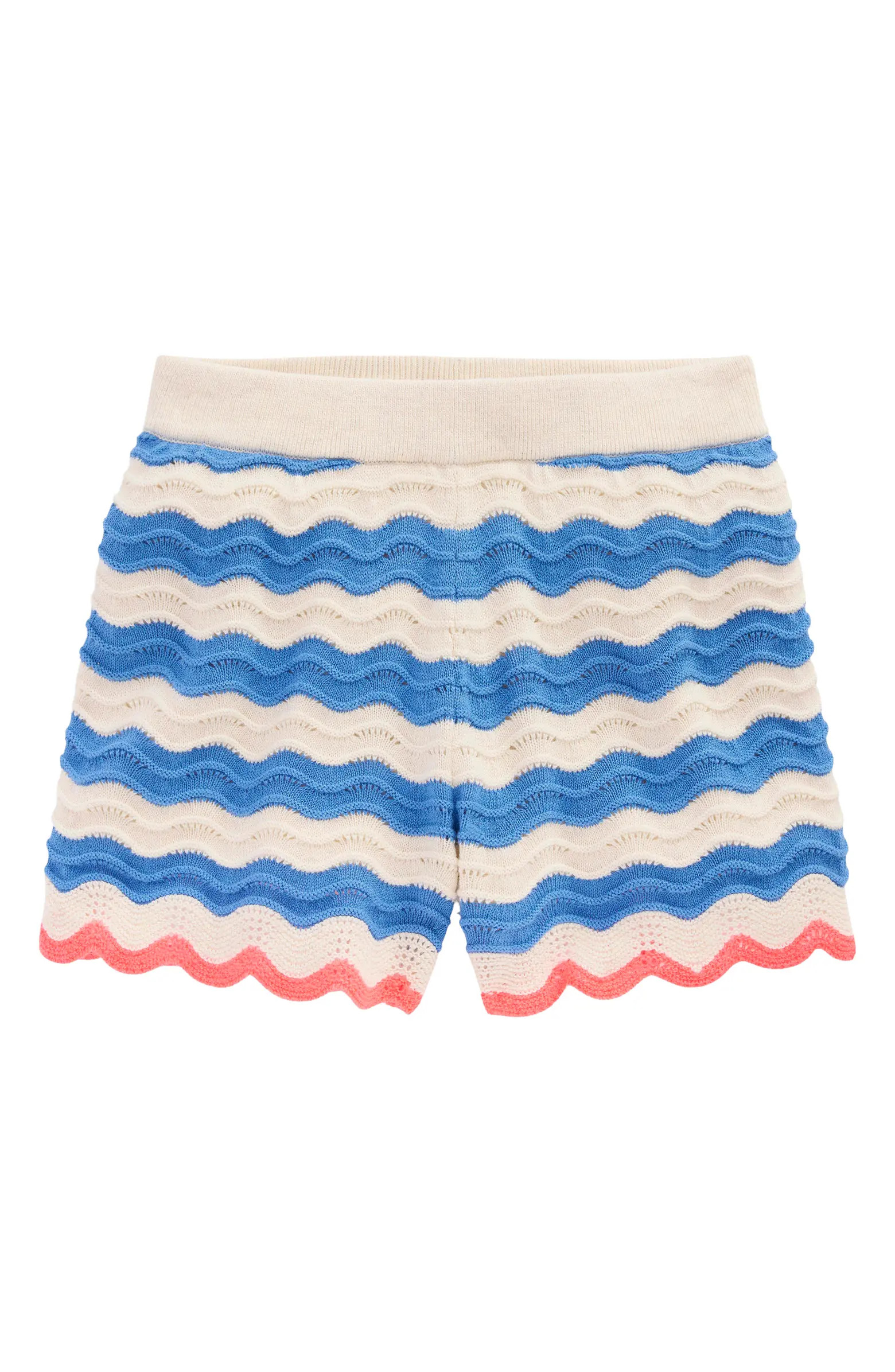 Mini Boden Kids' Stripe Pointelle Stitch Cotton Sweater Shorts | Nordstrom | Nordstrom