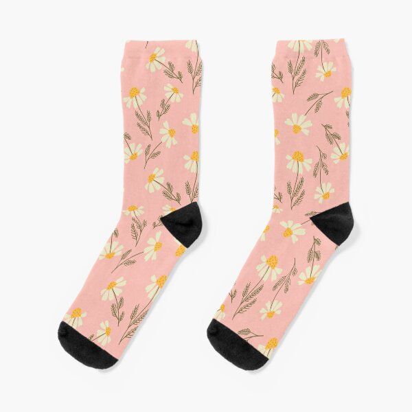 Chamomile flowers on pink Socks by Riga Sutherland | Redbubble (US)