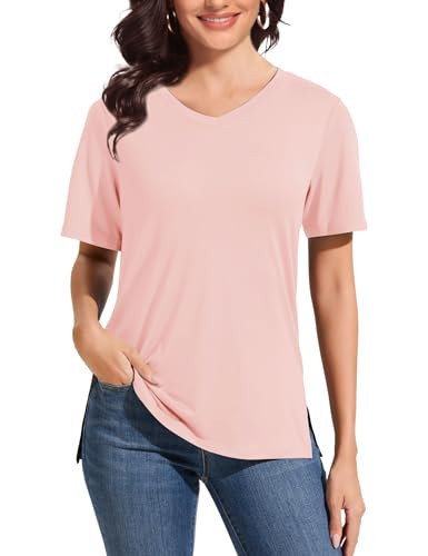 Showitty V Neck T Shirt for Women Plus Size, Short Sleeve Casual Tops Summer 2025 Basic Tees | Amazon (US)