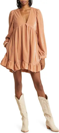 Estella Long Sleeve Velvet Minidress | Nordstrom