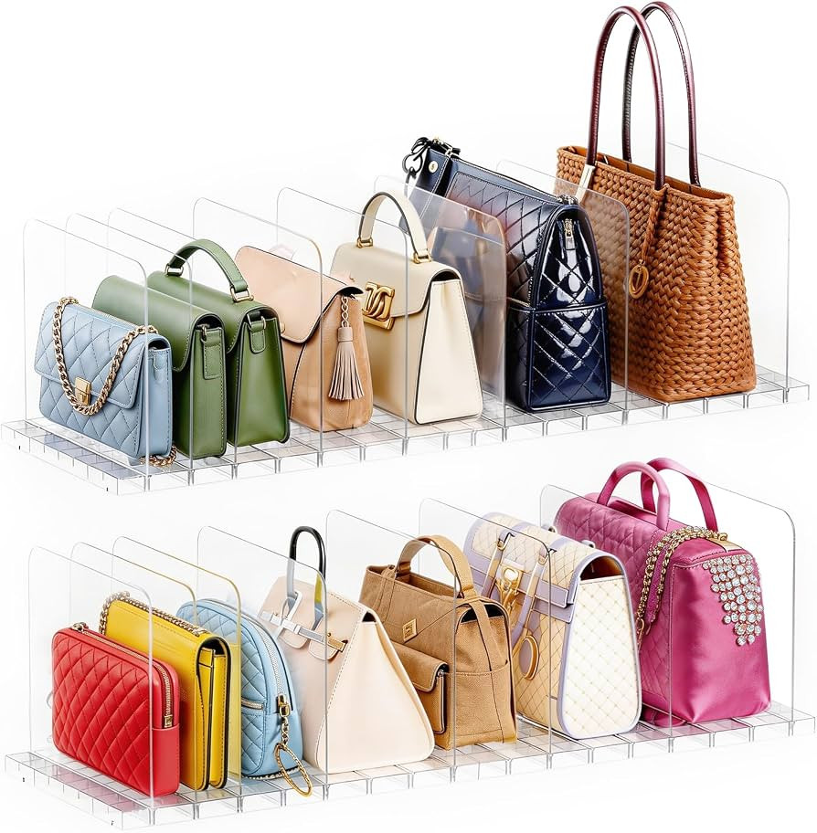 PAVSTINE Handbag Storage Organiser, 2 Pcs 16 Slots Clear Shelf Dividers | Amazon (UK)