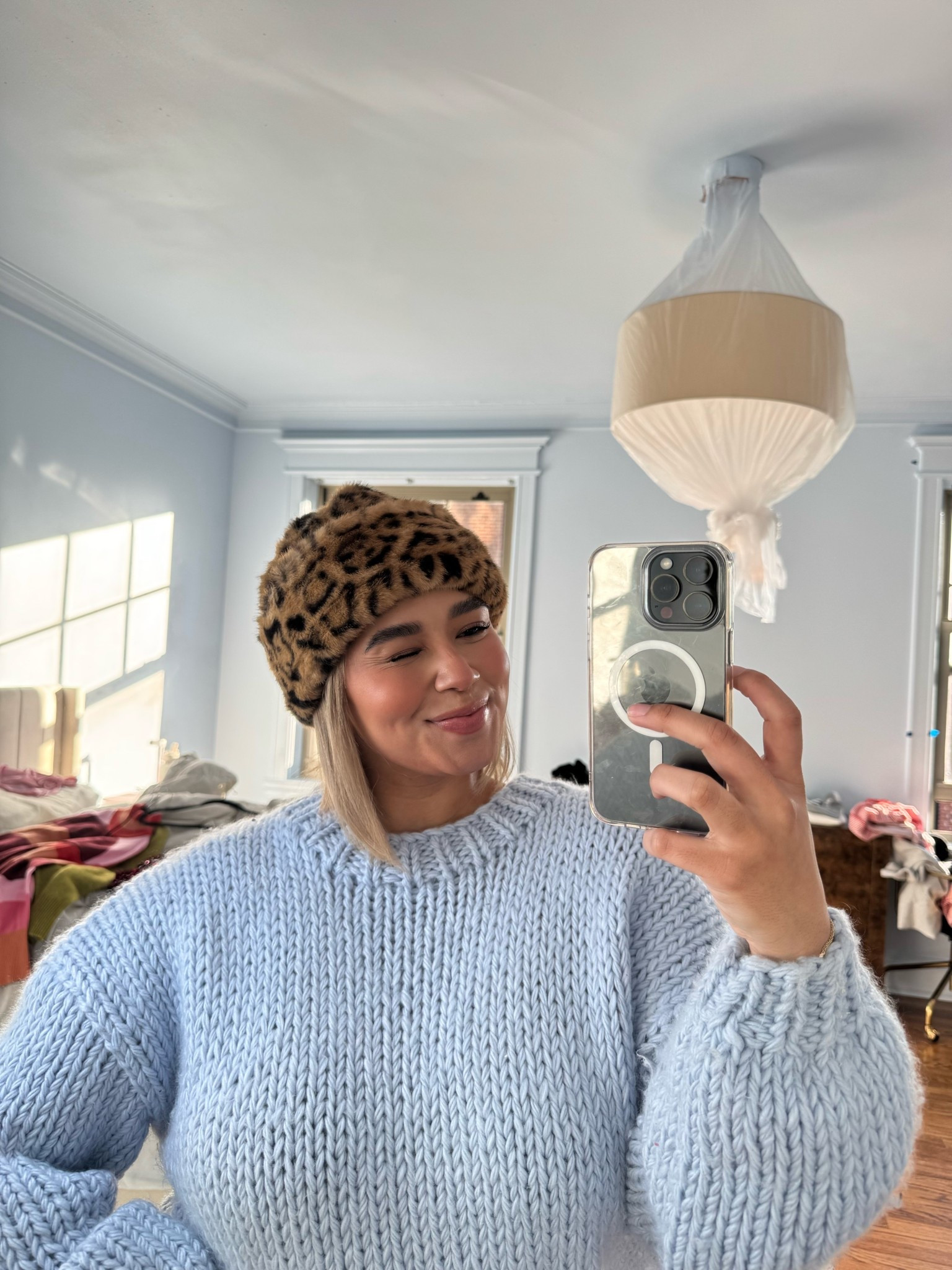 chunky sweaters + fluffy hats for fall/winter -  🩵🐆 

#LTKStyleTip #LTKSeasonal #LTKFindsUnder50