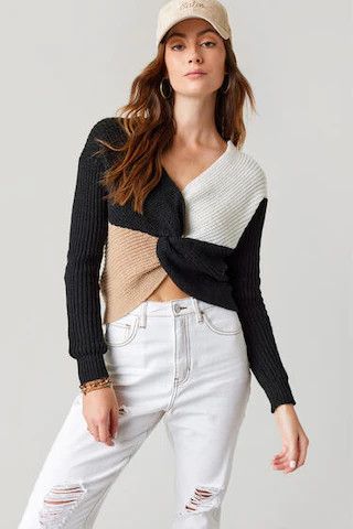 Cristley Knotted Colorblock Sweater - francesca's | Francesca's