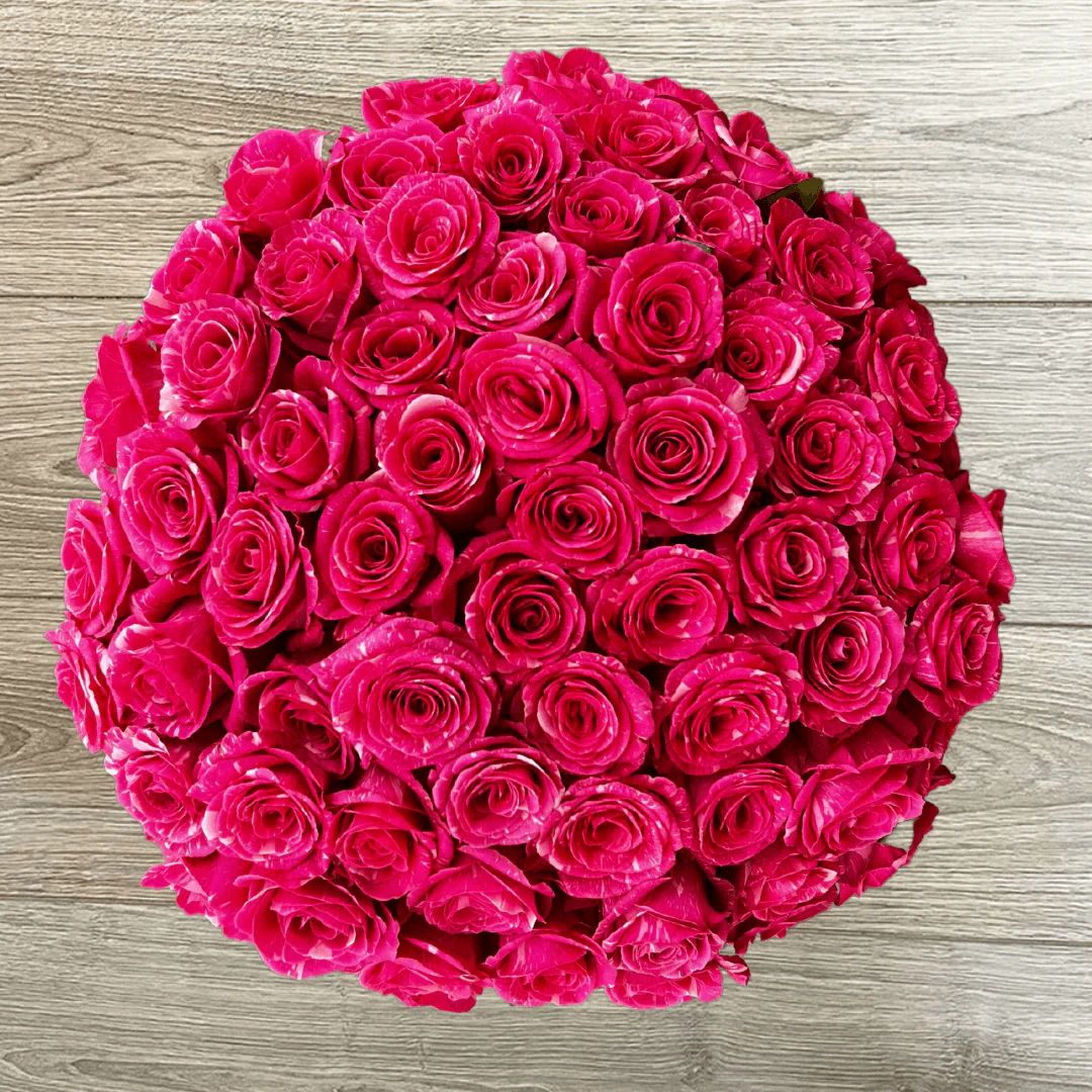 Hot Pink Striped Roses Bouquet for Mother's Day – Rosaholics | Rosaholics