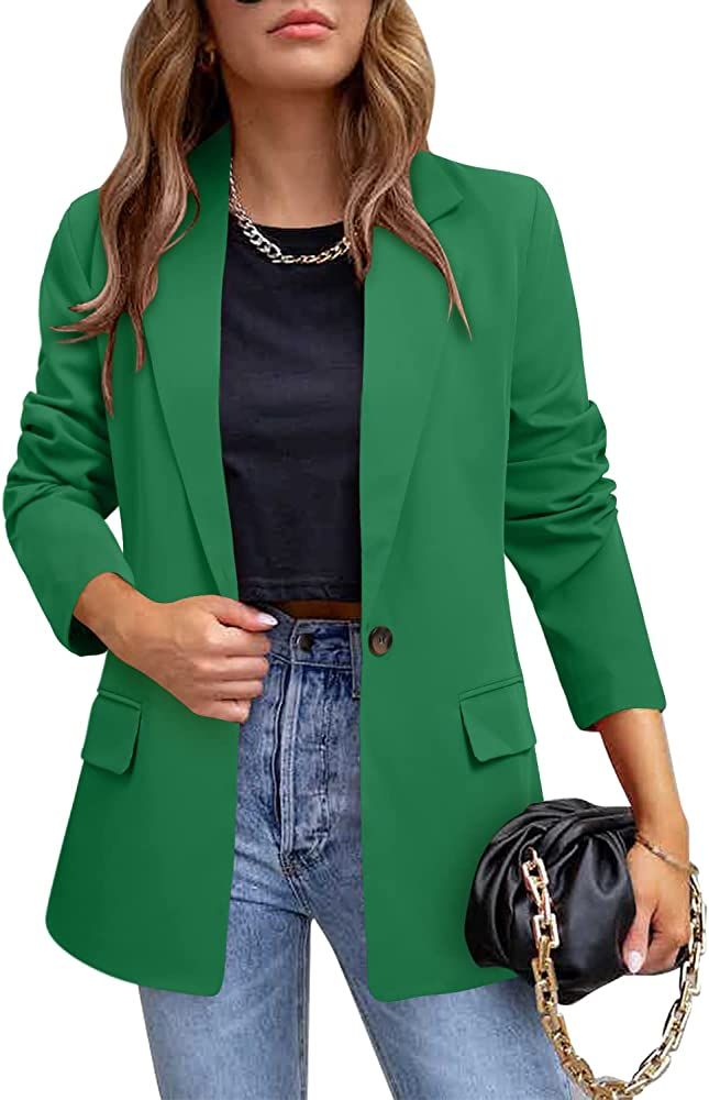 CRAZY GRID Womens Casual Blazer Jacket Long Sleeve Open Front Work Office Blazer Lapel Button Jac... | Amazon (US)