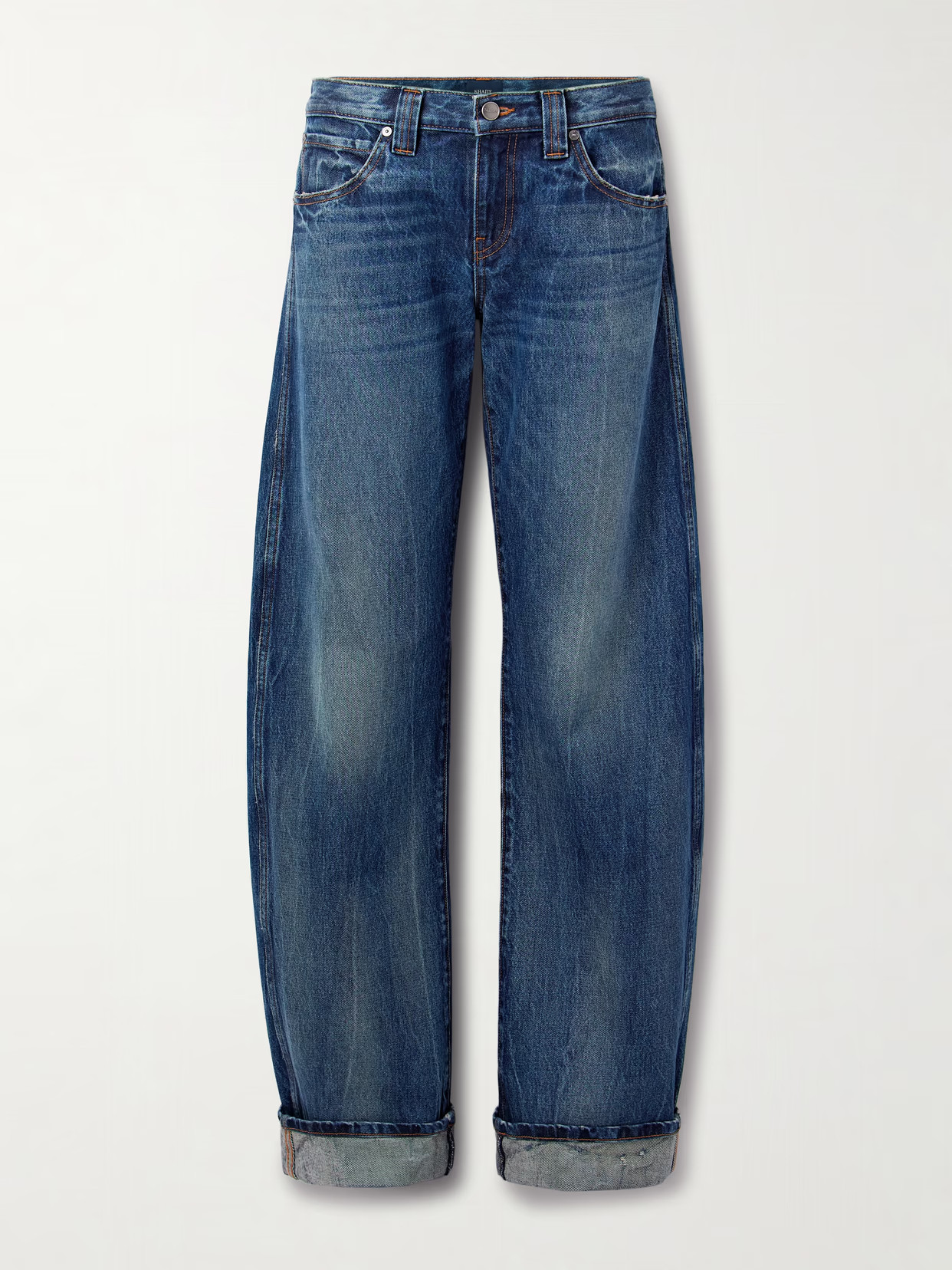 KHAITE - Karo Mid-rise Barrel-leg Jeans - Blue | NET-A-PORTER (US)