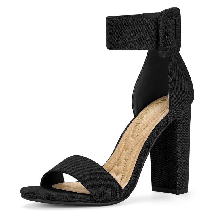 Allegra K Women Zipper Buckle Ankle Strap Block Heel Sandals | Target