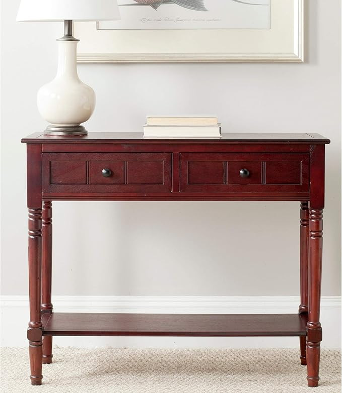 Dark Cherry 2-Drawer Console Table Transitional Rectangle Wood | Amazon (US)