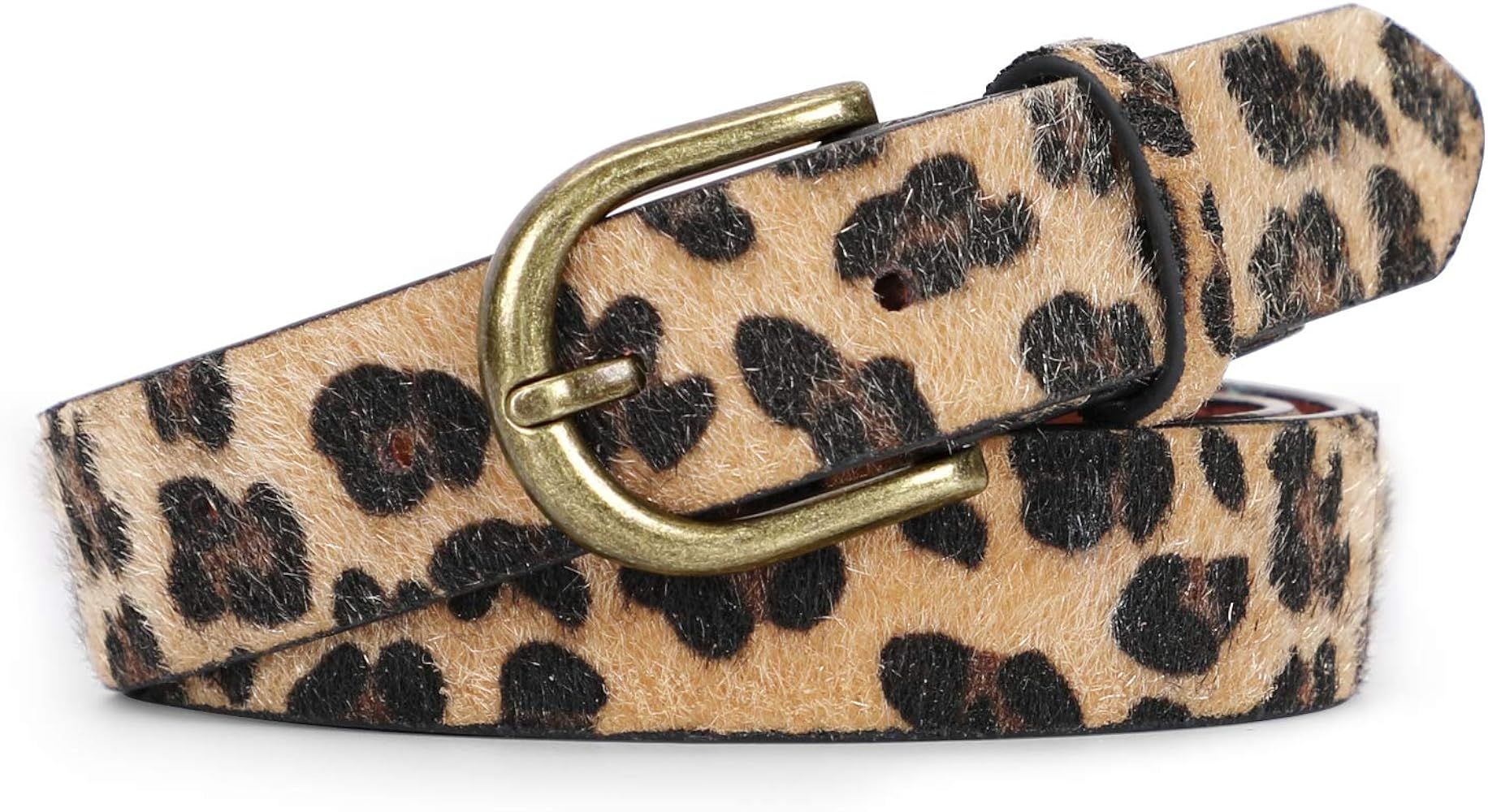 Leopard Print Leather Belt for Women Jeans Pants Waist Belt for Dresses | Amazon (US)