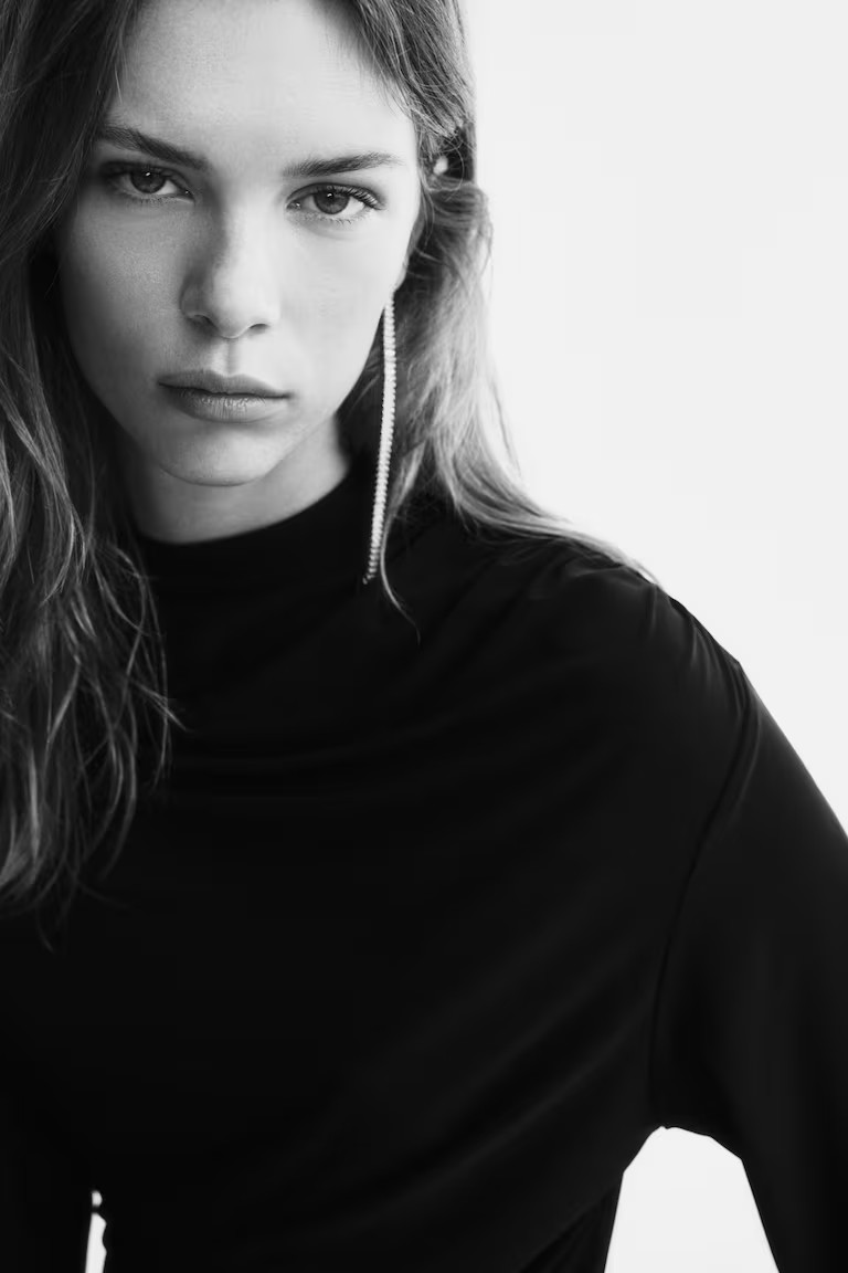 H & M - Draped Mock Turtleneck Top - Dark Brown | H&M (US, CA, MX)