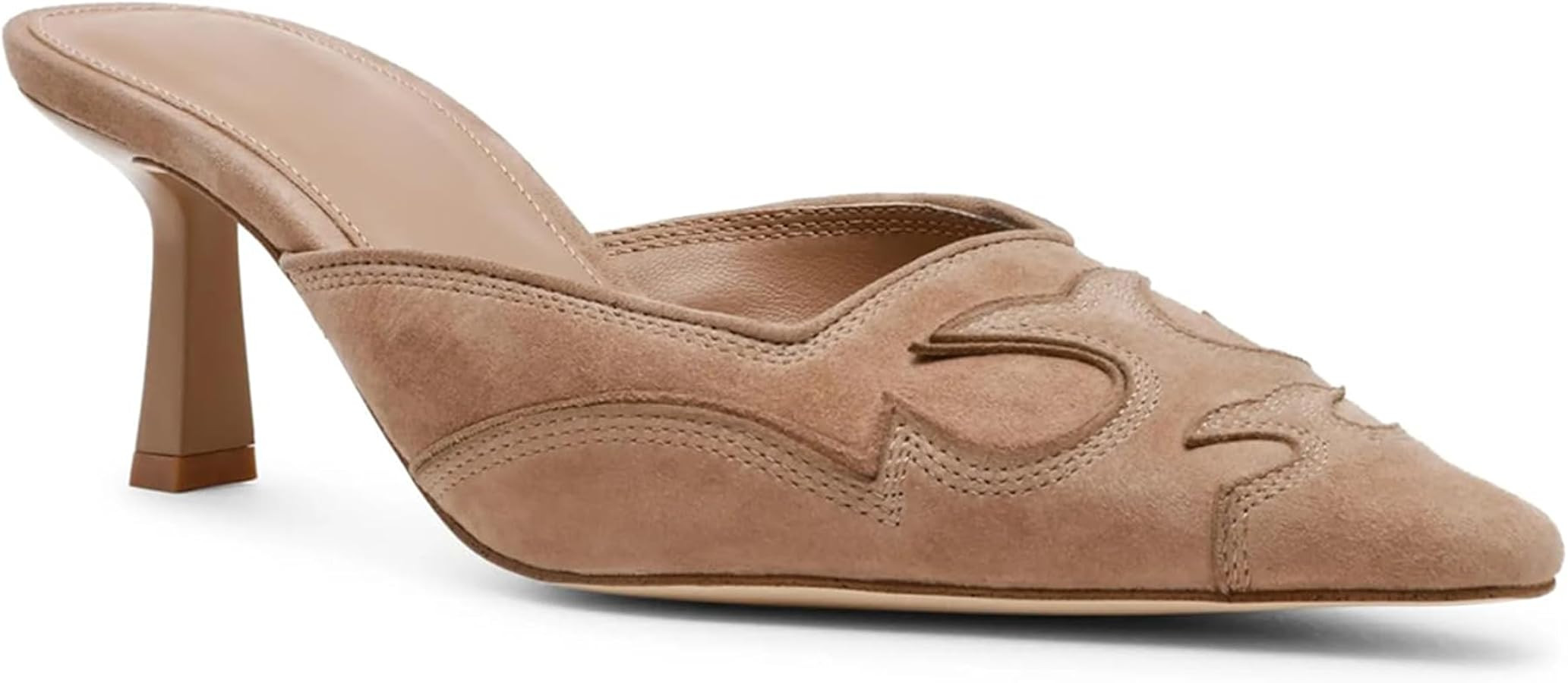 Pointed Toe Mules for Women Suede Slip On Kitten Heels Pumps with Stitching Flame Design Backless... | Amazon (US)