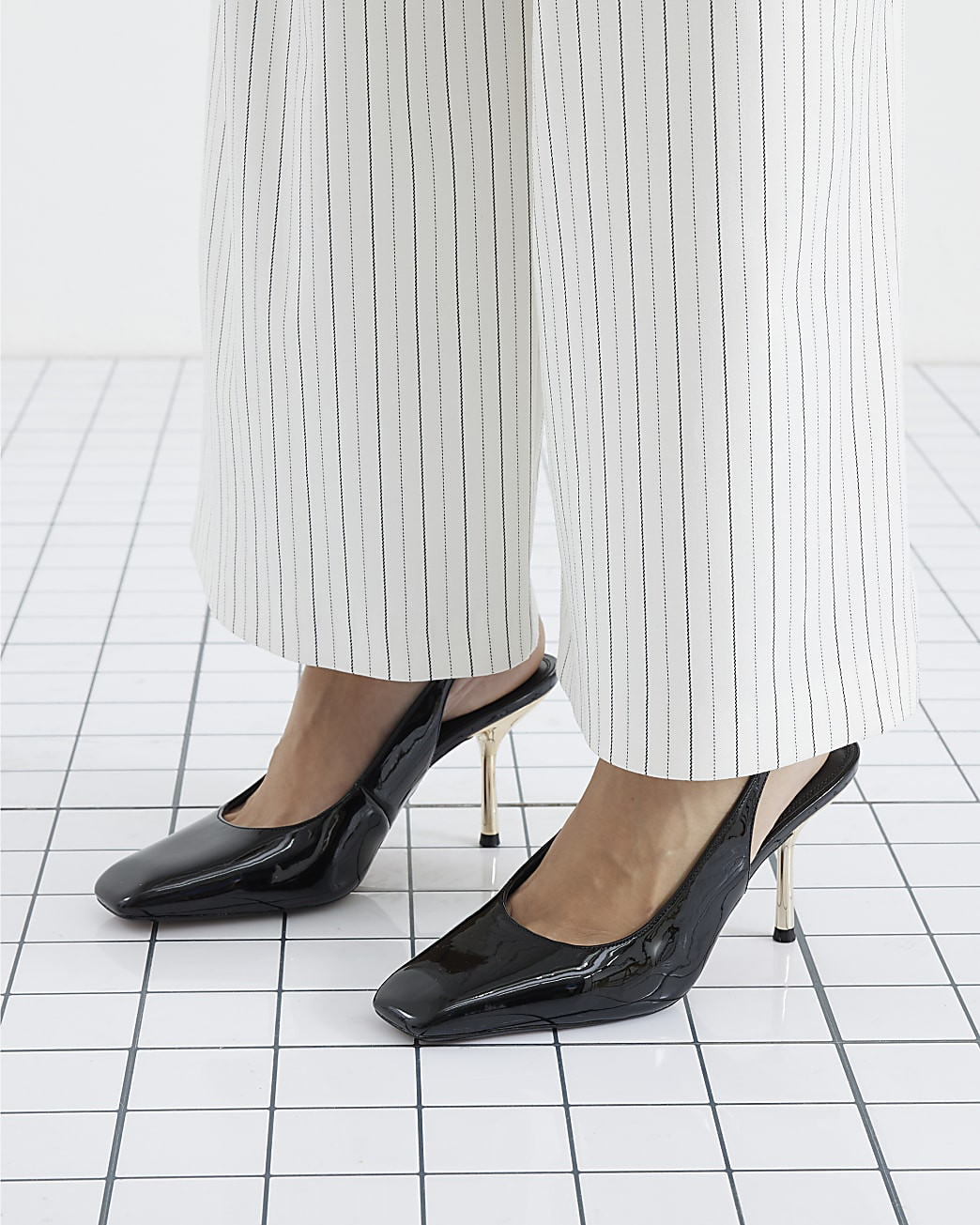 Black Patent Slingback Heels | River Island UK & IE