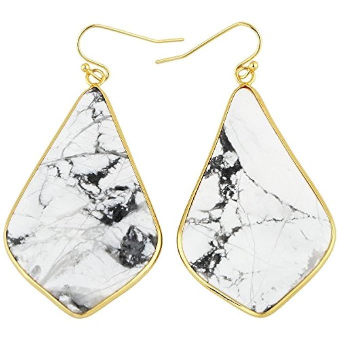 rockcloud Crystal Stone Dangle Hook Earrings Oval Gold Plated | Amazon (US)