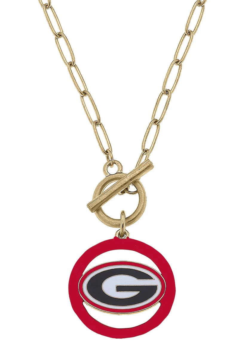 Georgia Bulldogs Enamel Logo T-Bar 16" Necklace | CANVAS