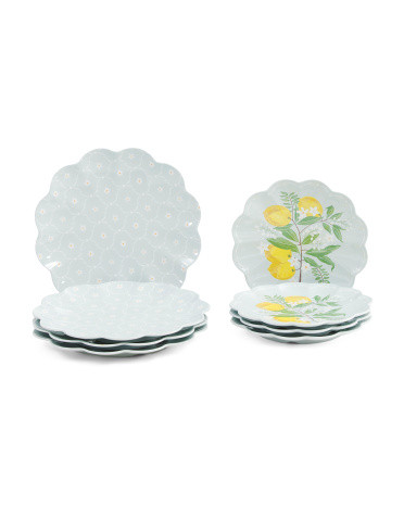 8pk Melamine Pembroke Lattice Lemon Flower Salad And Dinner Plates | TJ Maxx