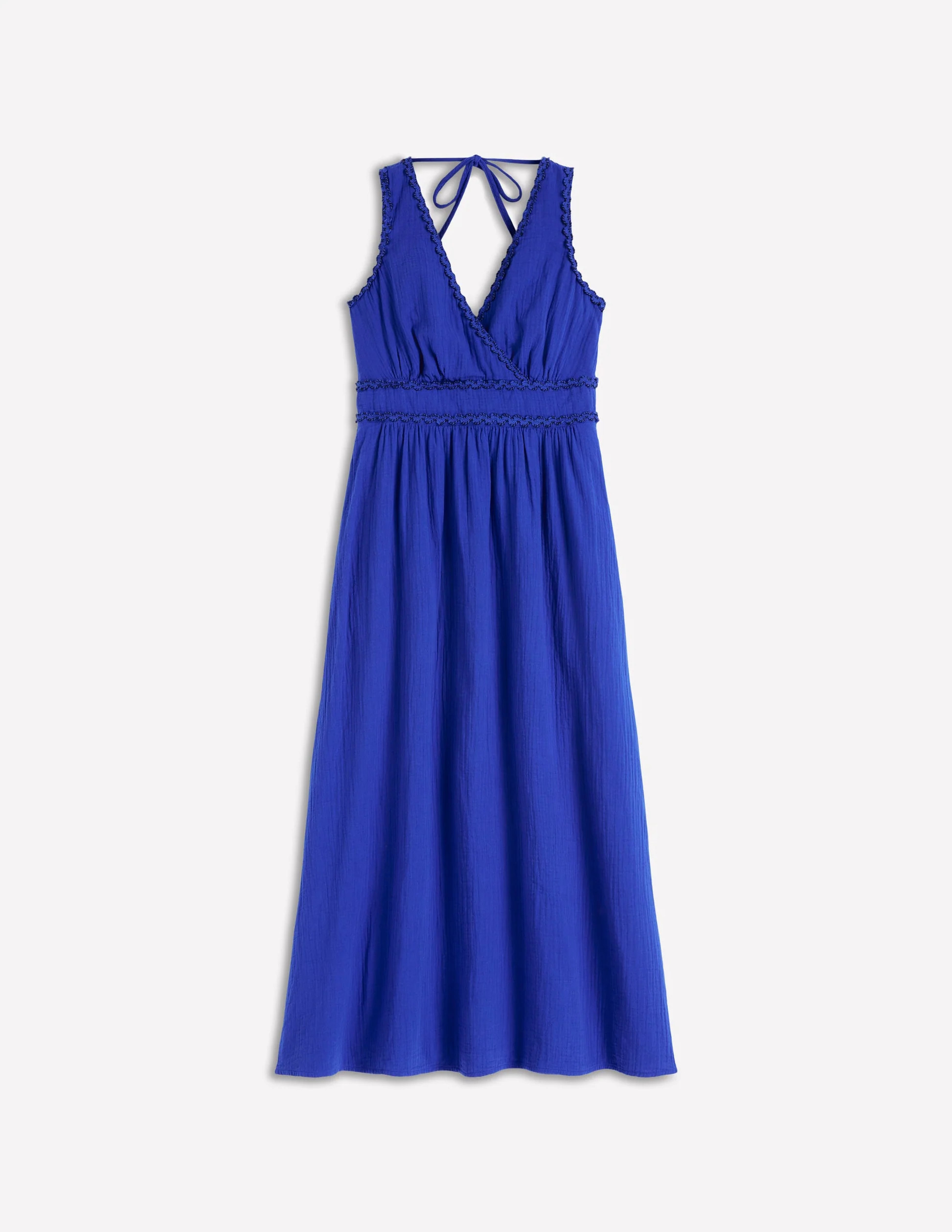 Lorna Trim Double Cloth Dress-Bright Blue | Boden (US)