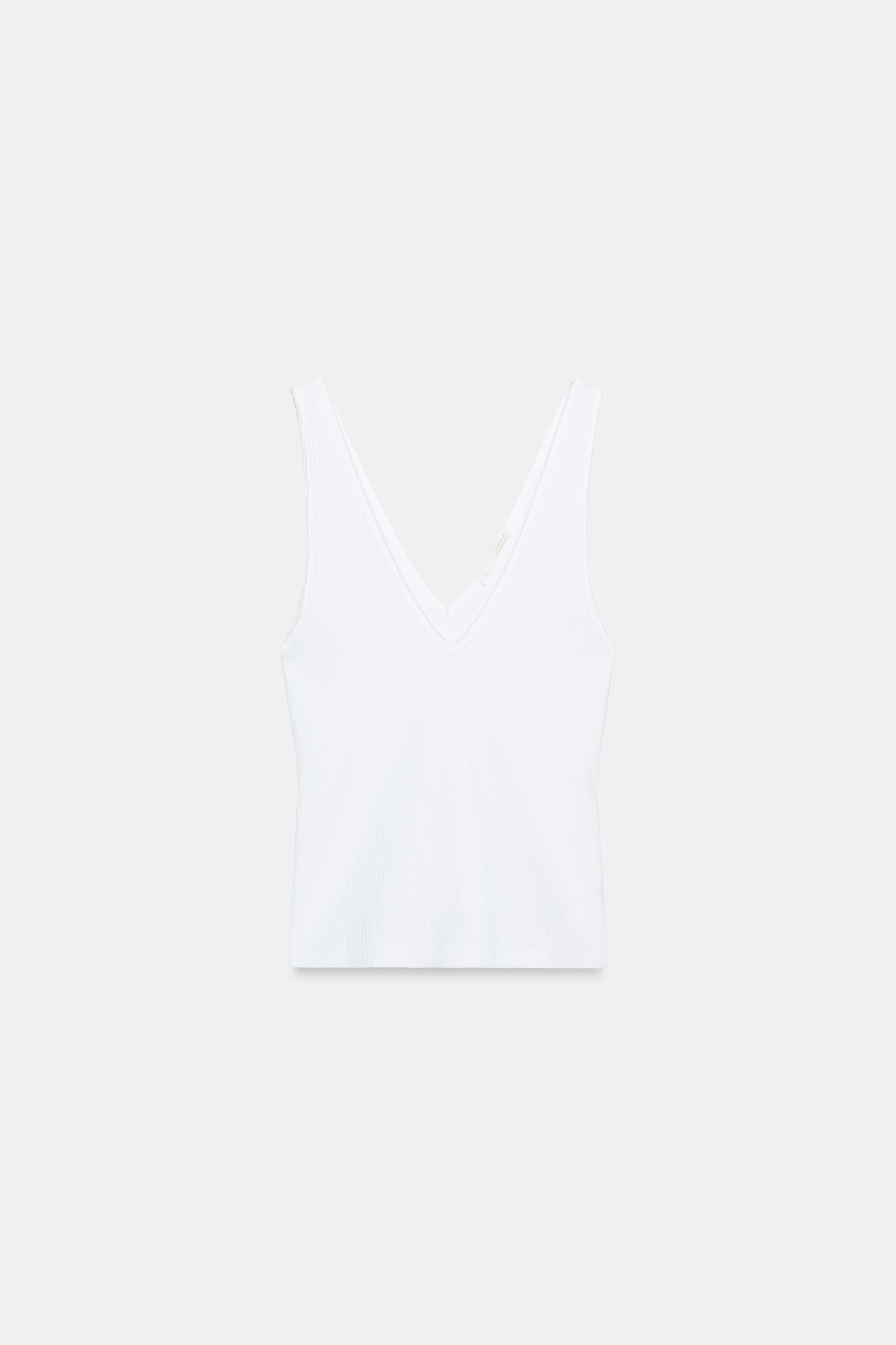 RIB V-NECK TOP | Zara UK