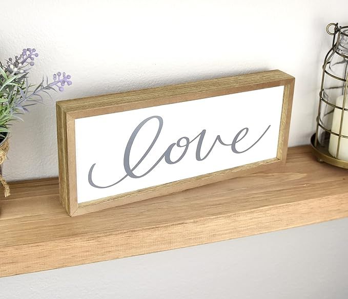 word+joy Love Sign Small | 12x5-Inch Farmhouse Sign - Love Signs for Home Decor for Shelves - Lov... | Amazon (US)