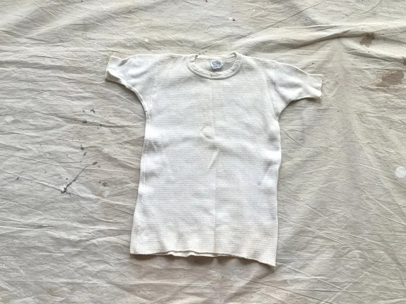 XS / Small 60s Cotton Thermal Waffle Weave T-shirt / 1960s 1970s White Cotton Undershirt | Etsy (US)