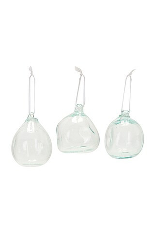 Set of 3 Recycled Glass Ornaments | FWRD 