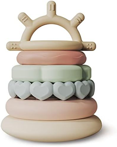 Amazon.com: Moonkie Stacks of Circles Soft Teething Toy Educational Learning Stacking Ring Toys f... | Amazon (US)