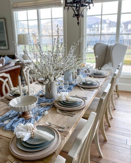 Sharing my dusty blue Easter tablescape from last year! A handful of the sources are unavailable but I’m sharing similar items to recreate it this year! You can also find faux blossoms online at Evolution Home Decor.

#LTKfamily #LTKSeasonal #LTKhome