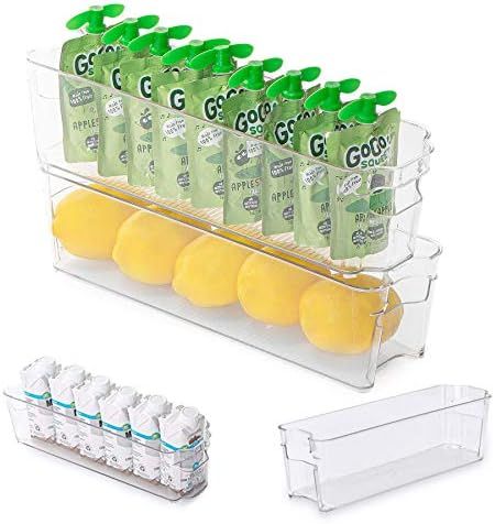 Smart Design Stackable Set of 4 Refrigerator Bins with Handle - 4 x 15 Inch - BPA Free - Fridge Cond | Amazon (US)