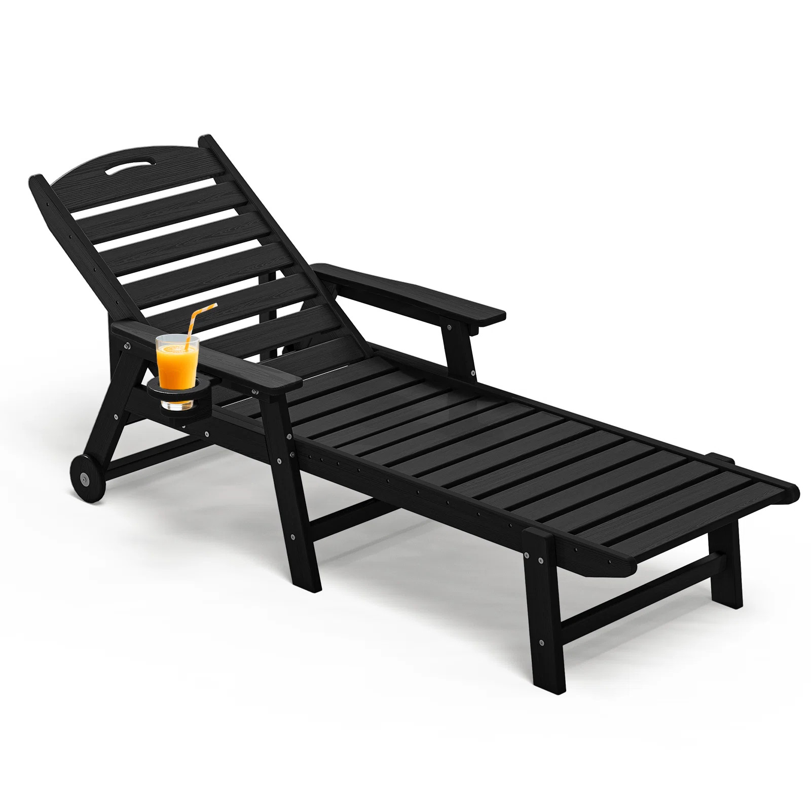 2-Pack Oversized HDPE Chaise Lounges – Adjustable 5-Position Outdoor Recliners with Wheels & Cup Holders, Weather-Resistant for Patio, Pool, Garden | Wayfair North America