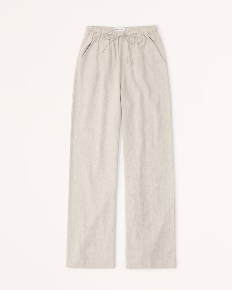 Linen-Blend Pull-On Wide Leg Pant | Abercrombie & Fitch (US)