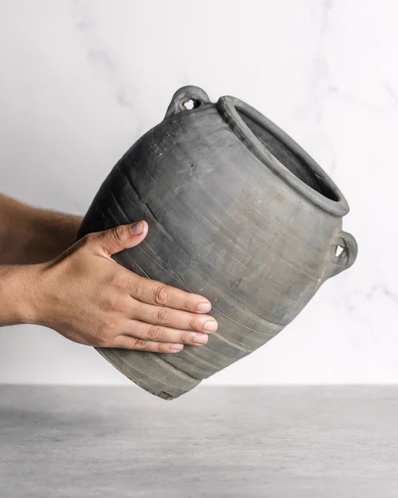 Medium/large Vintage Black Grey Pot with Handles free - Etsy | Etsy (US)