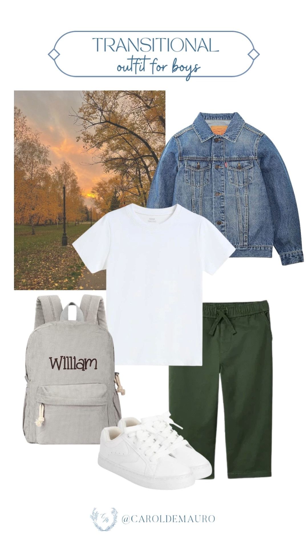 transitional outfit for boys, early fall outfit, elevated basic, denim jacket, white tee outfit, drawstring pants for kids, custom backpack for kids, boys outfit, toddler fashion, amazon kids

#LTKootd #LTKKids #LTKSeasonal