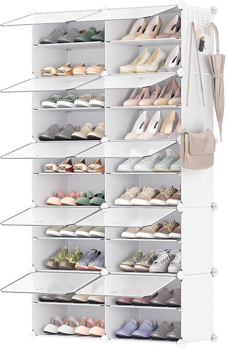 SONGMICS Schuhregal mit 10 F\u00e4chern, schmal, Schuhschrank mit T\u00fcren | Amazon (DE)
