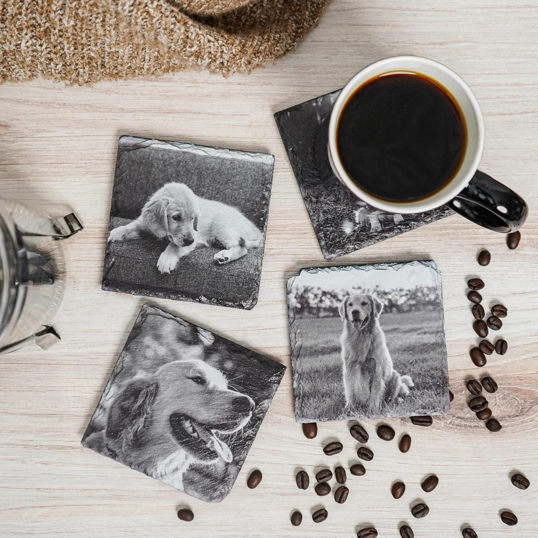 Set of 4 Photo Coasters for Dog Owners, Perfect Gift for Pet Lovers, Images Printed on Coasters, ... | Etsy (US)