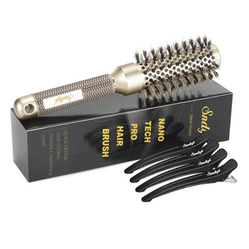 Sndyi Small Round Brush for Blow Out, Nano Thermal Ceramic Ionic Round Hair Brush with Boar Bristles, Boost Shine & Volume, For Short Hair with Quick Blow Drying & Salon Styling - 2.3'', Barrel 1.3'' | Amazon (US)
