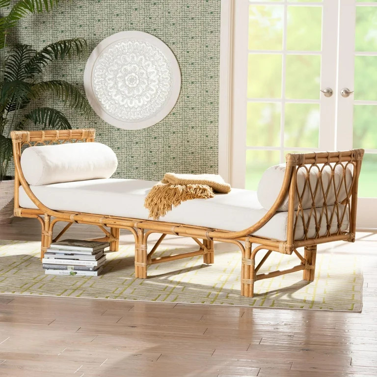 bali & pari Macias Modern Bohemian Natural Brown Rattan Daybed | Walmart (US)