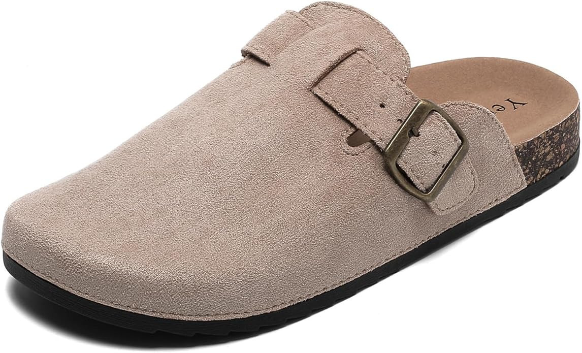 Suede Clogs Men & Women Unisex Leather Mules Soft Cork Footbed Adjustable Buckle Slip Sandals Pot... | Amazon (US)