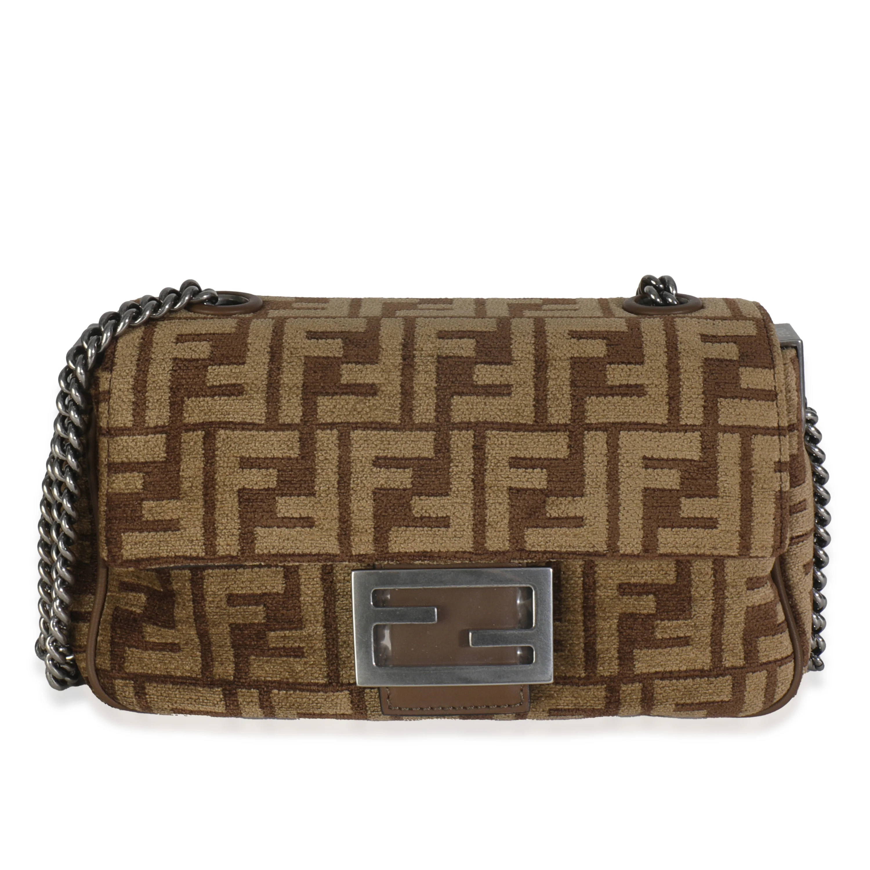 Brown Chenille Vitello Seta FF Midi Chain Baguette | myGemma