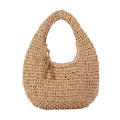 TYHOTULY Straw Handbags Purse for Women 2026 Woven Beach Vacation Straw Bag Handmade Summer Boho Small Raffia Clutch Bags (Brown) | Amazon (US)