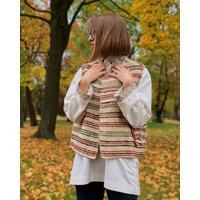 Vintage Linen Vest With Ethnic Pattern & Flower, One Size Vest | Etsy (US)