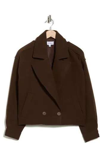 Steve Madden Double Breasted Crop Jacket in Dark Espresso at Nordstrom Rack, Size X-Large | Nordstrom Rack