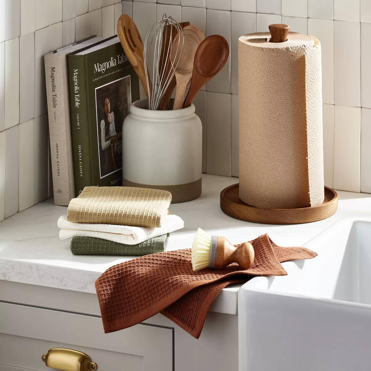 Wooden Paper Towel Holder Brown - Hearth & Hand™ with Magnolia: Acacia Wood, Countertop Design,... | Target