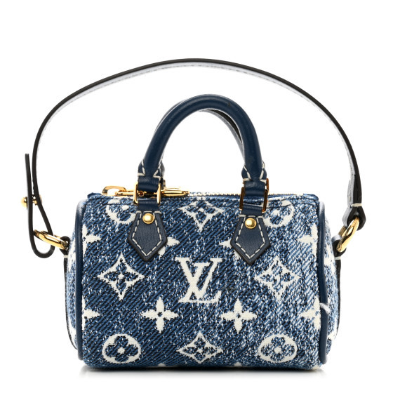 Denim Monogram Jacquard Micro Speedy Bag Charm Bleu | FASHIONPHILE (US)