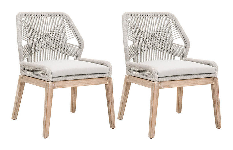 S/2 Easton Rope Side Chairs, Taupe/Pumice | One Kings Lane