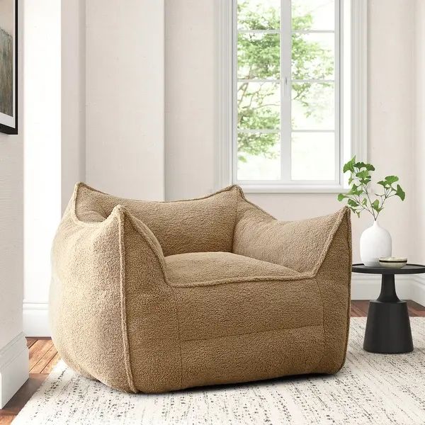 Lazy SofaTeddy Faux Fabric Couch Living Room Sofa Bean Bag Chair with Memory Foam - Khaki Single ... | Bed Bath & Beyond