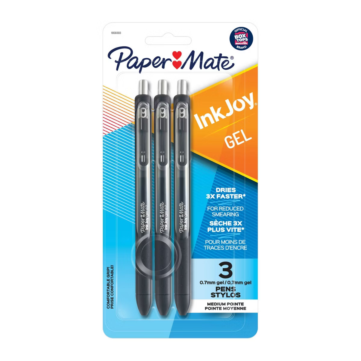 Paper Mate Ink Joy 3pk Gel Pens 0.7mm Medium Tip Black: Retractable Quick Drying Stationery with ... | Target